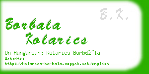 borbala kolarics business card